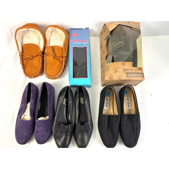 Shoes - Women's Shoe Lot Size 7.5–10 Vintage Flats Slippers ESPRIT Bass Leather